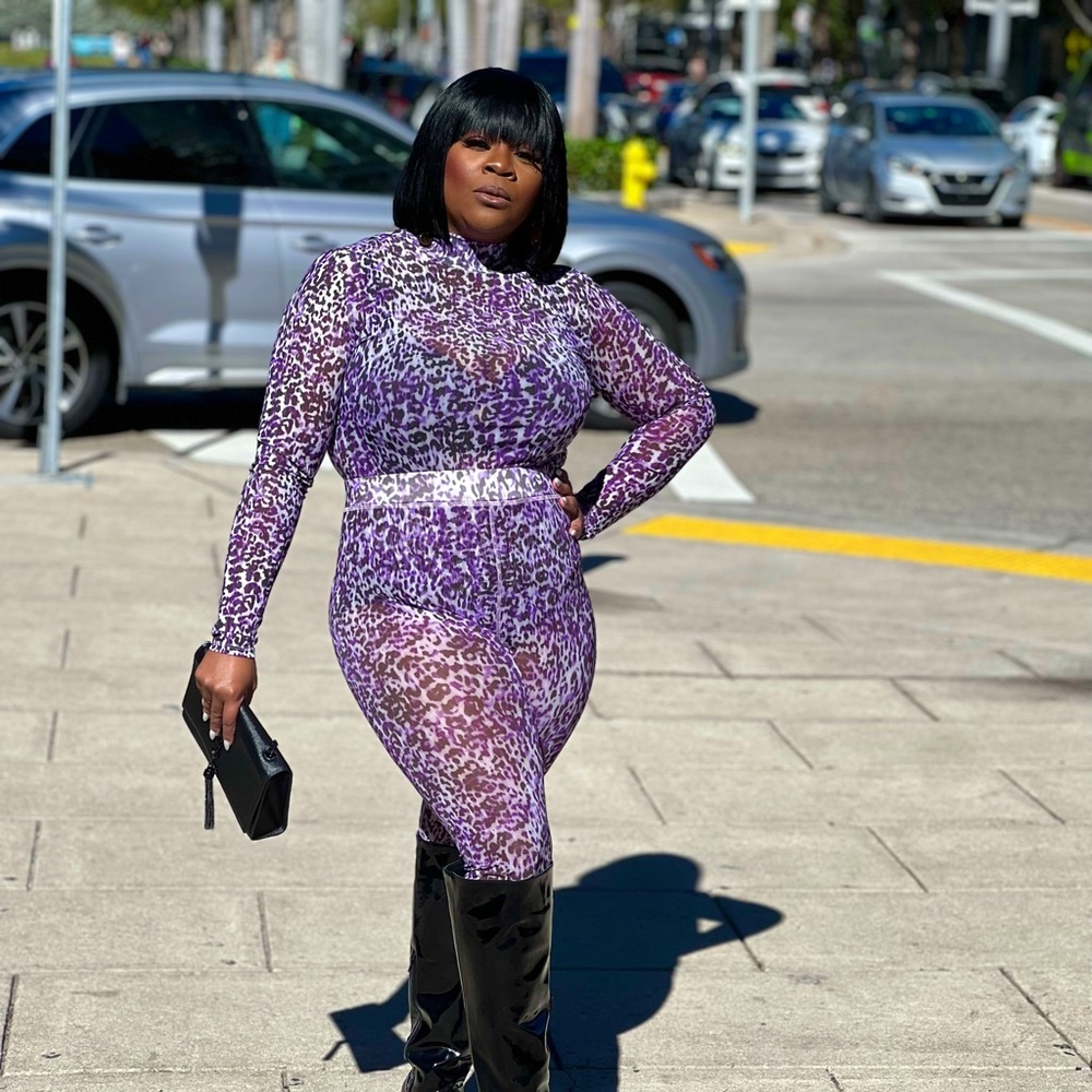 Two Piece Mesh High Neck Set